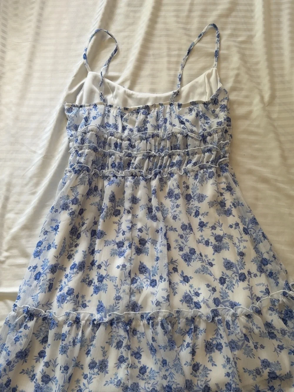 Alter’d State White and Blue Floral Ruffle Sundress